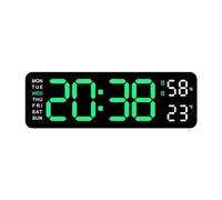 B Baosity Horloge Murale Numérique Écran Led Multifonction Température Humidité Semaine Réveil Snooze Matériau Pp Adaptée pour Bureau Maison Chambre Salon, vert clair noir