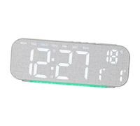 B Baosity Horloge Numérique LED Décorative, 4 Niveaux de Luminosité, Rustique, à Poser sur Une Table, 5 Couleurs D'ambiance, Robuste, Idéale pour Une, Gris