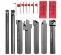 B Baosity Kit Lot d'Outils Tour Professionnel avec Supports Boring Distincts Outils pour Finition et Semi-finition Métal Vibration Réduite Alliage Acier, Jeu 7pcs 12MM 2-Têtes