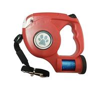B Baosity Laisse Rétractable pour Chien avec Lumière Intégrée et Porte-Sac, Corde de Traction Résistante, Poignée Extensible Confortable, Convient Aux Chiens, Rouge