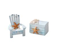 B Baosity Lot de 2 Mini-chaises et Coffres Décoratifs Miniatures sur Le Thème Nautique, Parfaits pour Les Tables, étagères et Coiffeuses de Chambre D'enfant, Étoile de mer