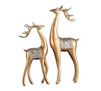 B Baosity Lot de 2 Sculptures de Cerfs Décoratives pour Bureau, Armoire, Chambre, étagère, Décoration Intérieure, Or
