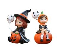 B Baosity Lot de 2 Statues D'Halloween En Forme de Citrouille pour Cheminée, Chambre, Bureau