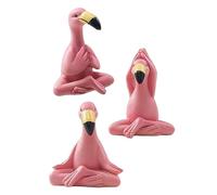 B Baosity Lot de 3 Statues de Flamants Roses en Tenue de, Ornement de Bureau Moderne et Créatif, Sculpture Animalière Rose à Collectionner pour Salon, Cham