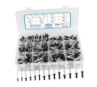 B Baosity Lot de 500 Rivets Aveugles, 3/32" 1/8" 5/32" 3/16" 1/4" SAE en Aluminium et Acier avec Séparateur étiqueté pour Meubles, Noir