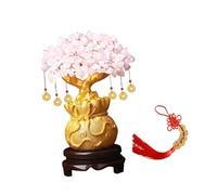 B Baosity Lucky Tree Statue Figurine Feng Shui Bonsaï Arbre Argenté Pièce Suspendue Décoration Résine Adapté pour Salon Salle à Manger Hôtel Événement Célébrati, S Pink