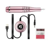B Baosity Machine à Ongles Électrique Professionnelle Polissoir Recharge USB Écran Contrôle 6 Embouts 6 Bandes Abrasives Adaptée à la Manucure, Or Rosé