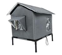 B Baosity Maison pour Chat D'Extérieur Cube surélevé Imperméable avec Coussin Refuges pour Chats Oxford Résistant Adaptée à Porche Balcon Intérieur Extérieur GA, Gris Foncé, L