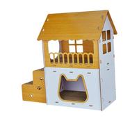 B Baosity Maison pour Chat en Tôle Ondulée avec Escalier, Cachette pour Se Reposer et Dormir, Lit pour Chat avec Griffoir, Griffoir pour Petits Animaux, Chaton
