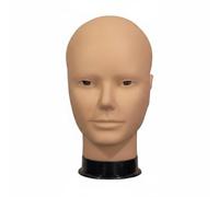 B Baosity Mannequin Tête Homme en Caoutchouc Perruque Socle avec Base | Mannequin Tête Chauve pour Perruque, Support de Tête pour Modelage Perruque Cosplay, Peau Sans Maquillage