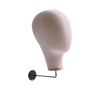 B Baosity Mannequin Tête Modèle Mannequin Support Perruque Porte Chapeau Porte Perruque Mural En Bois Tissu Fer Adapté pour Salon Maison, Blanc beige