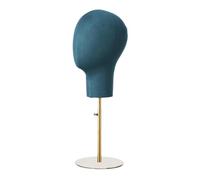 B Baosity Mannequin Tête Modèle Support Perruque Porte Chapeaux Base Métal Stable pour Lunettes Exposition Écharpes Utilisation à Salon Barbershop Maison, Bleu