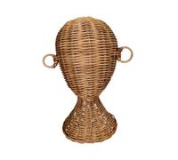 B Baosity Mannequin Tête Modèle Support Perruque Présentoir Raphia Oreilles Porte-chapeaux Support Accessoires Raphia Élégant Adapté Salon Coiffure Boutique Mai, CafÉ