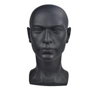 B Baosity Mannequin Tête Support Présentoir Modèle Homme Perruque Porte Lunettes Bald Matériau PVC Léger Facile à Nettoyer Adapté Magasin Salon Maison Barbersho, noir mat