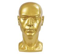 B Baosity Mannequin Tête Support Présentoir Modèle Homme Perruque Porte Lunettes Bald Matériau PVC Léger Facile à Nettoyer Adapté Magasin Salon Maison Barbersho, Doré