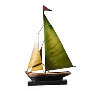 B Baosity Modèle de Voilier en Fer Statue de Bateau Sculpture Métal Décoration Nautique avec Détails Authentiques Convient à Collection Cadeau Bureau Salon, Vert