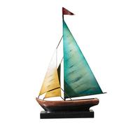 B Baosity Modèle de Voilier en Fer Statue de Bateau Sculpture Métal Décoration Nautique avec Détails Authentiques Convient à Collection Cadeau Bureau Salon, Bleu