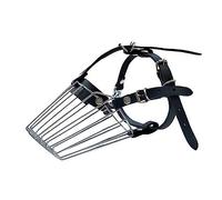 B Baosity Muselière Panier en Métal Résistant et Réglable avec Laisse en Cuir PU et Protection pour La Gueule.