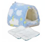 B Baosity Nid d'Oiseau Hamac pour Perroquet Lit Abri Refuge Moelleux Épais Coton Polaire Matelas Détachable Hygiénique Design à Suspendre Protection Contre Le, Bleu, M 10x10cm