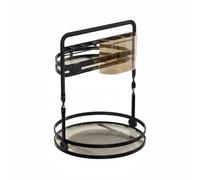 B Baosity Organisateur de Maquillage Rotatif Rangement Cosmétique Support de Bureau Étagère de Comptoir Accès à 360 Degrés avec Deux Étages et Gobelet pour, Noir, Modèle De Base