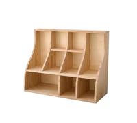B Baosity Organisateur de Parfum Étagère Bureau Rangement Support Présentoir en Bois Massif Finition Artisanale Compartiments Ouverts Séparateurs Courbes Adapté, Bois Naturel