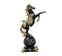 B Baosity Ornement de Cheval, Figurine de Cheval, Statue, Décoration de Cheminée, Bureau, Meuble, étagère, Accessoire pour Meuble TV, Ornement de Cheval en, Noir et Or, 17,5 x 30,5 x 11 cm