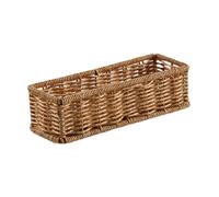 B Baosity Panier de Rangement En Imitation Rotin, Plateau de Salle de Bain, Panier Rectangulaire Tressé Multifonctionnel Long et étroit pour Chambre Ou Cuisine, s