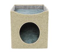 B Baosity Panier pour Chat D'intérieur, Lit Douillet et Double Couche, Nid Semi-fermé Toutes Saisons, Cachette Idéale pour Chatons, Abricot