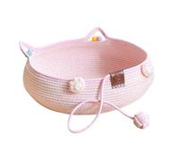 B Baosity Panier pour Chat en Corde Tressée à La Main, Résistant Aux Griffures et à l'usure, avec Balle de Jeu, Protecteur de Meubles et Lit de Couchage Res, L