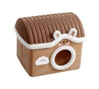 B Baosity Panier pour Chat en Forme de Grotte, pour Chats D'intérieur, Coussin Amovible, Chaud, Base Antidérapante, Lit d'hiver Confortable pour Chatons, Brun, M