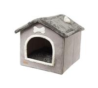 B Baosity Panier pour Chien, Niche Douce et Chaude en Peluche pour l'hiver, Lit Semi-fermé pour Chat, M