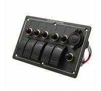 B Baosity Panneau de Contrôle Commutateur Centre Électrique 5 Circuits avec Interrupteurs à Bascule et Bouton Plaque Aluminium Mat avec Prise 12V Installation