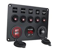 B Baosity Panneau D'interrupteur à Bascule à 5 Gangs avec Panneau D'interrupteur à Bascule Multifonction Léger pour Remorque de Véhicules Marins Automobiles RV, lumière Rouge