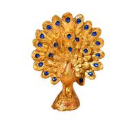 B Baosity Paon Statue Décorative Résine Figurine Sculpture Animal Modèle Art Créatif Objet Collectible Adapté Bureau Salon Chambre Cadeau Mariage, Queue de Propagation de L'or