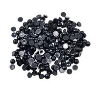 B Baosity Perles Demi-Perles Noires Cabochon Dos Plat pour Bricolage Scrapbooking - 6mm