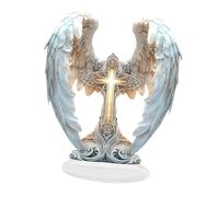 B Baosity Plaque de Scène de Noël Ornement Debout Décoratif Scène Acrylique 2D Panneau Plat Centre de Table Accent Rustique pour Bureau Salon Salle à Manger, Croix