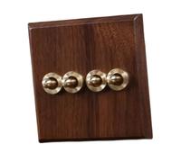 B Baosity Plaque D'interrupteur En Bois, Levier En Laiton, Design Vintage, Panneau de Prise Mural Décoratif Haut de Gamme pour Bureau Ou Salon, Quatre Leviers