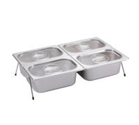B Baosity Plateau Alimentaire Commercial en Acier Inoxydable avec Six Compartiments et Couvercles Transparents pour Organisation s Ingrédients en Cuisine Professionnelle Buffet Restaurant, size to 1