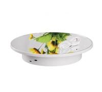 B Baosity Plateau Tournant Électrique Présentoir Rotatif Support Affichage Miroir Construction Port USB Fonctionnement Facile Convient Photographie Bijoux Maison, Blanc Miroir, 2668-15cm