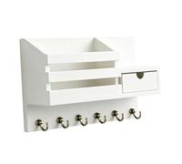 B Baosity Porte-clés Mural avec Support En Bois, Organiseur et Plateau Décoratif, Porte-clés et Accessoires Suspendu, Convient pour Les Paires, Blanc