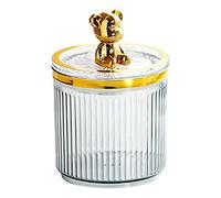 B Baosity Porte-écouvillons de Maquillage Multifonctionnel/Distributeur de Flacons En Acrylique Anti-poussière avec Couvercle/pour Salle de Bain, Bureau Ou, GRISE