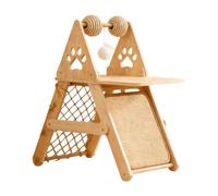 B Baosity pour Plusieurs Chats, sur Pied, Multifonctionnel, Stable, avec Griffoir et Balle Suspendue, et Lit pour Chat en Bois, sans Tapis