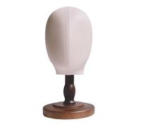 B Baosity Présentoir à Perruques et Chapeaux En Cuir PU, Support pour écouteurs et Têtes de Mannequin, Support de Rangement Professionnel pour Casquettes avec B, base marron