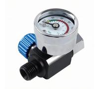 B Baosity Régulateur de Pression Valve avec Manomètre Analogique Bouton Nervuré Connexion Filetée Corps Robuste Aluminium Idéal pour Contrôle de Systèmes Hydrauliques Installation, Bleu, Bleu