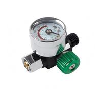 B Baosity Régulateur de Pression Valve avec Manomètre Analogique Bouton Nervuré Connexion Filetée Corps Robuste Aluminium Idéal pour Contrôle de Systèmes Hydrauliques Installation, Vert, Vert
