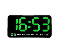 B Baosity Réveil de Bureau LED, Horloge Numérique avec Variateur, Affichage de La Température Intérieure et de La Date, Horloge Murale électronique pour Chambre, VERT