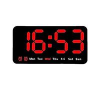 B Baosity Réveil de Bureau LED, Horloge Numérique avec Variateur, Affichage de La Température Intérieure et de La Date, Horloge Murale électronique pour Chambre, Rouge
