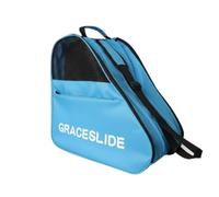 B Baosity Sac de Rangement Patinage Sac Housse Étui Trois Compartiments pour Patins et Casque Ventilation Latérale Anti-humidité Soutien Inférieur Rigide, Bleu