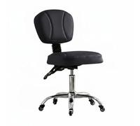 B Baosity Siège de Salon Pivotant Chaise de Coiffure Fauteuil Rotatif Tabouret à roulettes avec Vérin à Ajustable Dossier, Noir, Roues À Double Roulement/Coussin Haute Élasticité