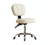 B Baosity Siège de Salon Pivotant Chaise de Coiffure Fauteuil Rotatif Tabouret à roulettes avec Vérin à Ajustable Dossier, Blanc Cassé, Roues À Double Roulement/Coussin Haute Élasticité
